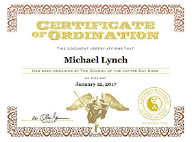 Certificate of Ordination Church of the Latter-Day Dude