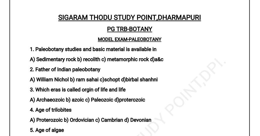 கல்வித்தாவரவியல் PGTRB BOTANY STUDY MATERIALS