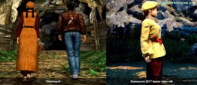 A comparison of Shenhua's outfit in Shenmue II (left) vs the teaser shown at Gamescom 2017.