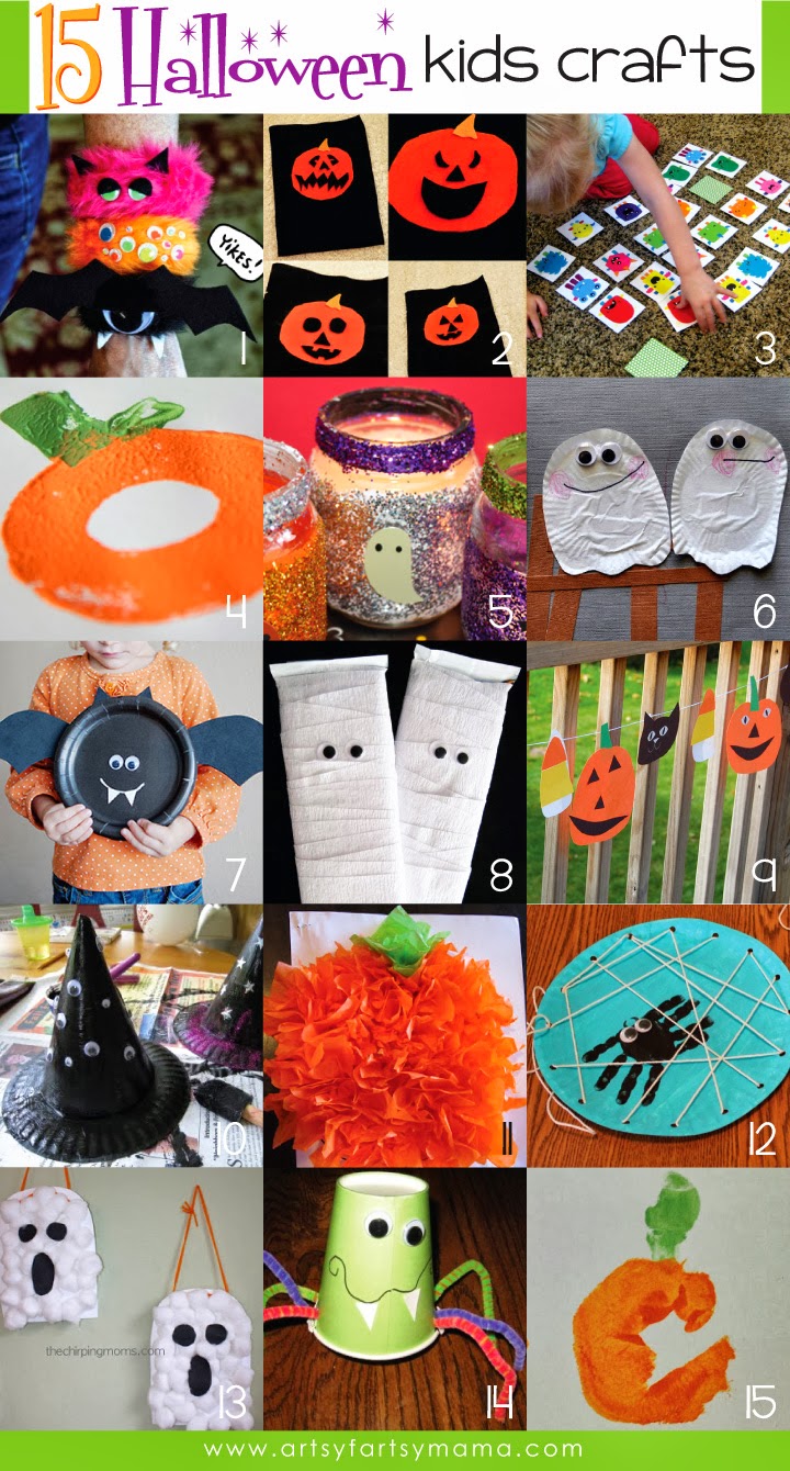 15 Halloween Kids Crafts at artsyfartsymama.com #Halloween #kidscrafts #kids