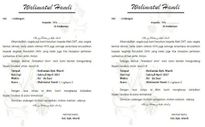 Contoh Surat Undangan Tingkeban Walimatul Hamli Ukuran Hvs 2