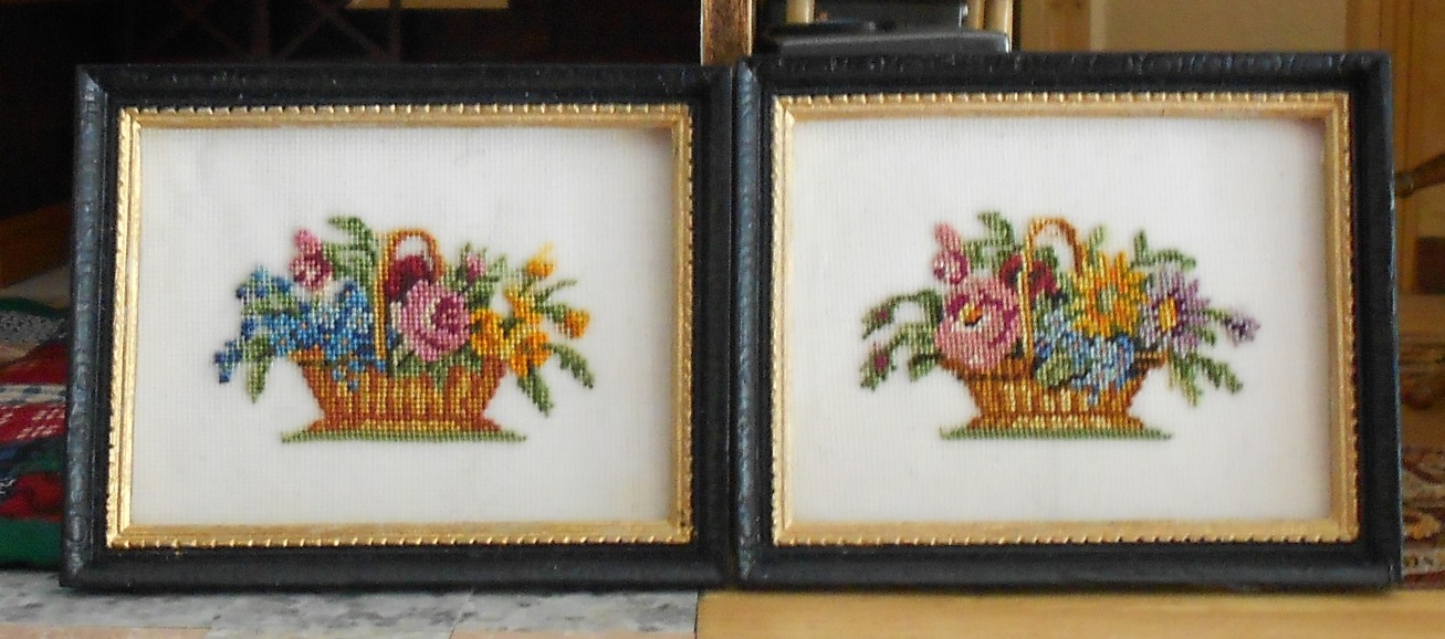 Natalia's Fine Needlework Two Framed Needlepoint Pictures in 1/12th scale