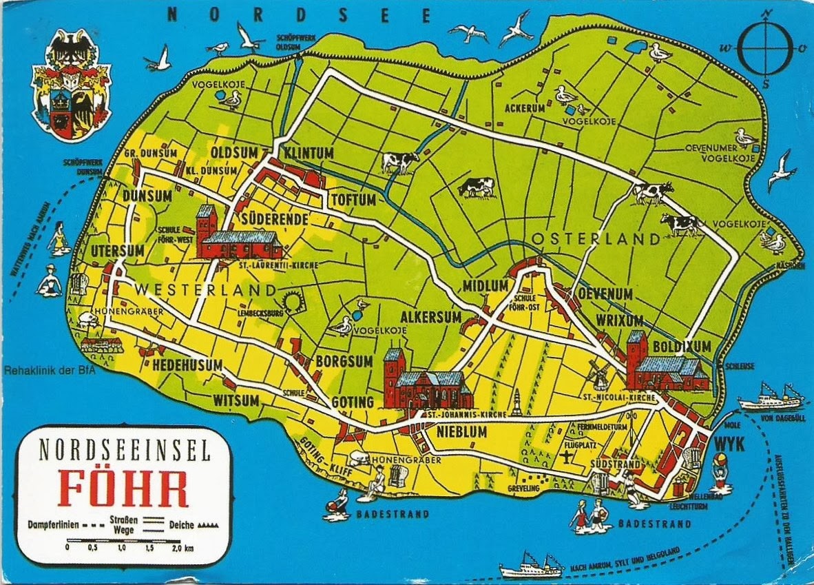 Postcards on My Wall: Map of Föhr, Germany Postcards on My Wall: Map of Föhr, Germany