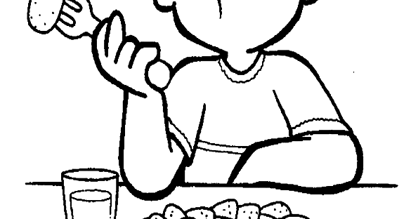 Ninos Comiendo Para Colorear - Colorear Para Niños