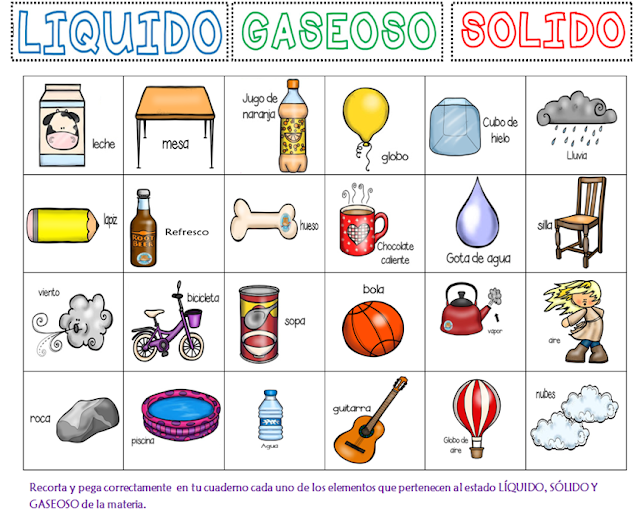 Fichas de Primaria Estados de la materia