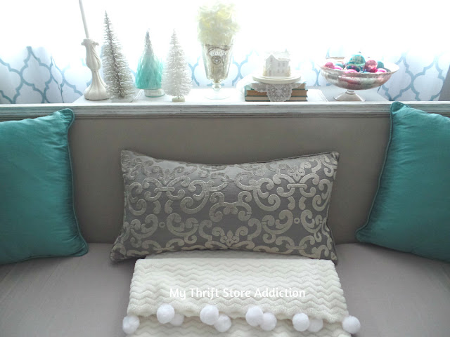 nontraditional aqua and blush Christmas decor