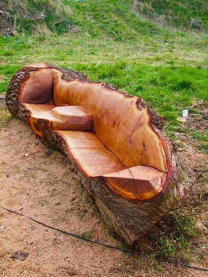 Bancos hechos con troncos de madera | Construccion y Manualidades
