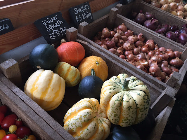 Winter squash for sale at the Barley Wood walled garden in Bristol