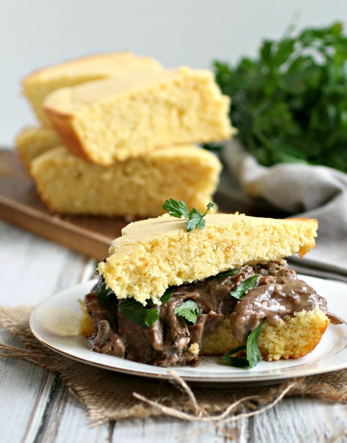 Hungry Couple Buttermilk Cornbread and Pot Roast Sandwich