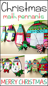 Christmas math pennant activities for elementary, middle and high school math students.