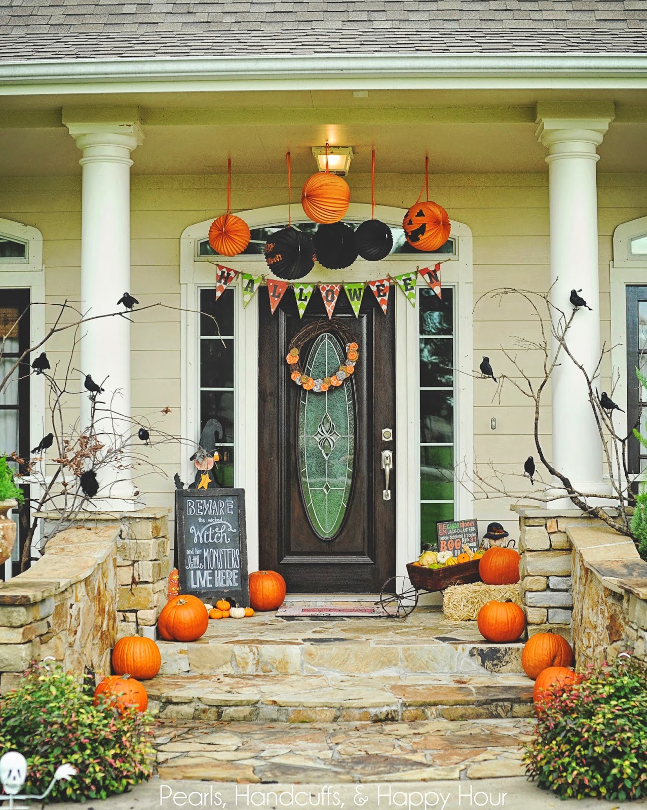 Pearls, Handcuffs, and Happy Hour: Halloween Porch