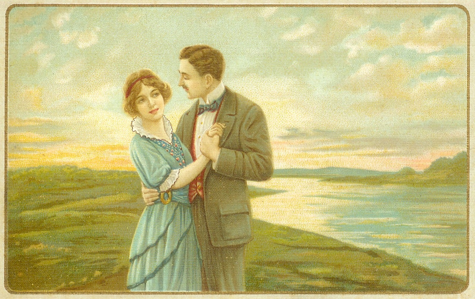 Произведения счастливой любви. Романтические иллюстрации ретро. Открытки старые романтические. Открытки ретро романтичные. Старинные открытки влюбленные пары.