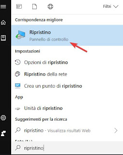 Ripristino Ripristino configurazione di sistema