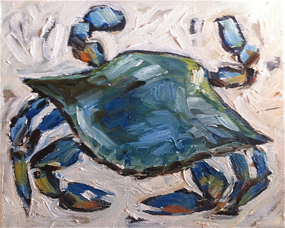 Devine Paintings Bright Blue Crab Oil Painting