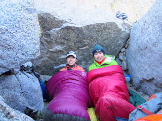Waking up in our bivy site to a cold and windy morning.