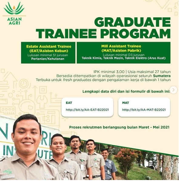 Lowongan Kerja Graduate Trainee Program Asian Agri Tingkat D3 S1 Bulan Maret 2021