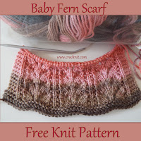how to knit, free knit patterns, scarf, baby fern, lace knits,