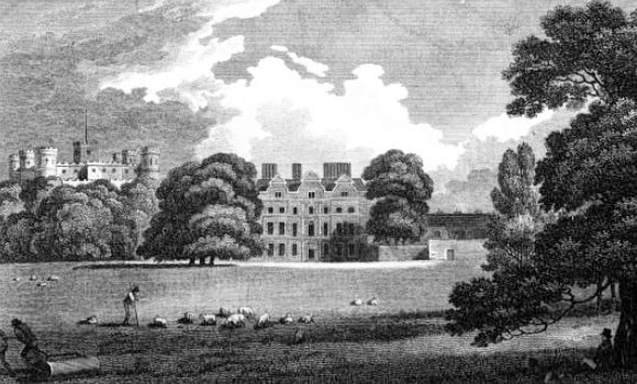 The Old Palace at Kew  from Memoirs of HM Sophia Charlotte of Mecklenburg Strelitz, Queen of Great Britain, by WM Craig (1818)