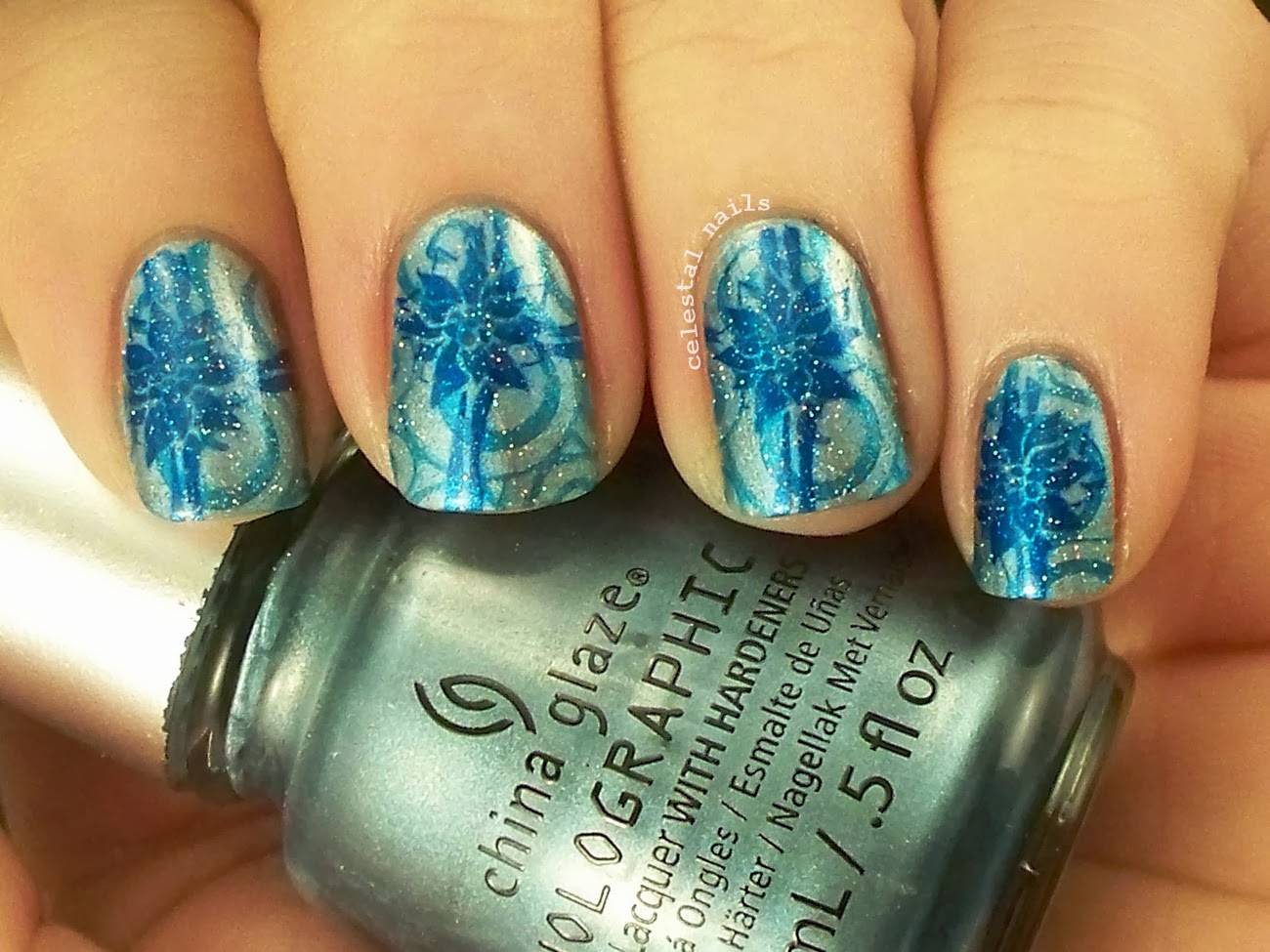 Wrapping Paper Nail Art Celestal Nails