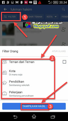 memilih kota pekerjaan untuk mencari teman di facebook android