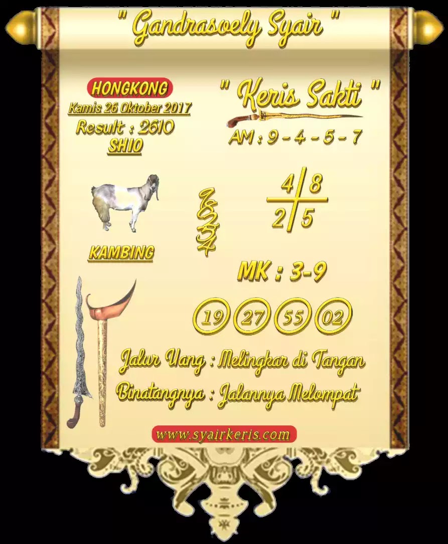 Syair Kode Ajaib Kode Syair Hongkong Kamis 26 10 2017 Lengkap