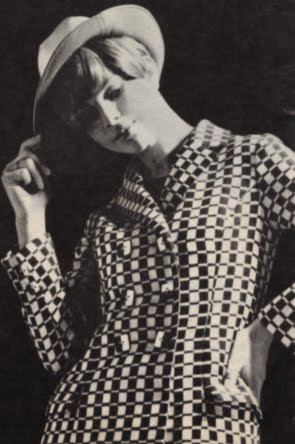 Op' Art 1966 jacket hat 60s 1960 mod red white Optical Monique Dofny