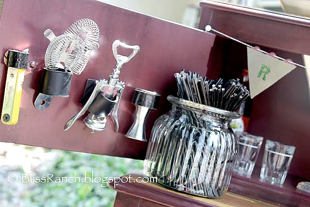 Old dresser turned portable bar, by Bliss Ranch, featured on I Love That Junk