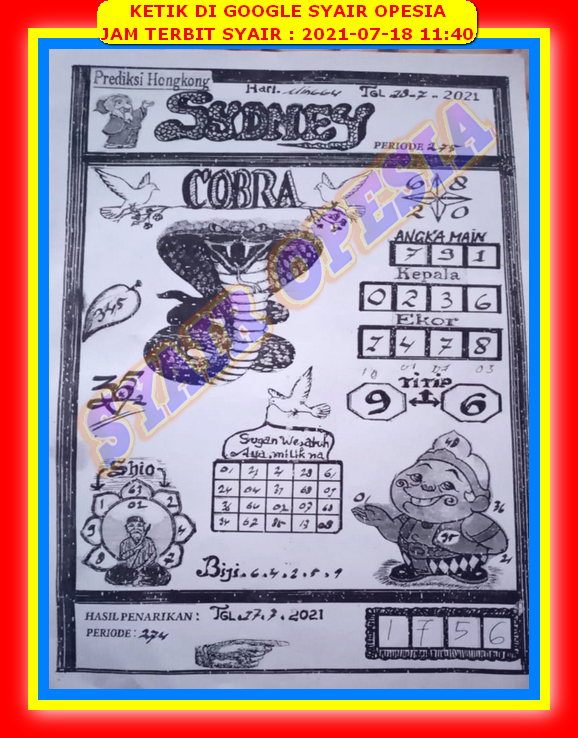 Syair Harian Sdy 18 Juli 2021 Kode Syair Sgp Hk Sd Motesia