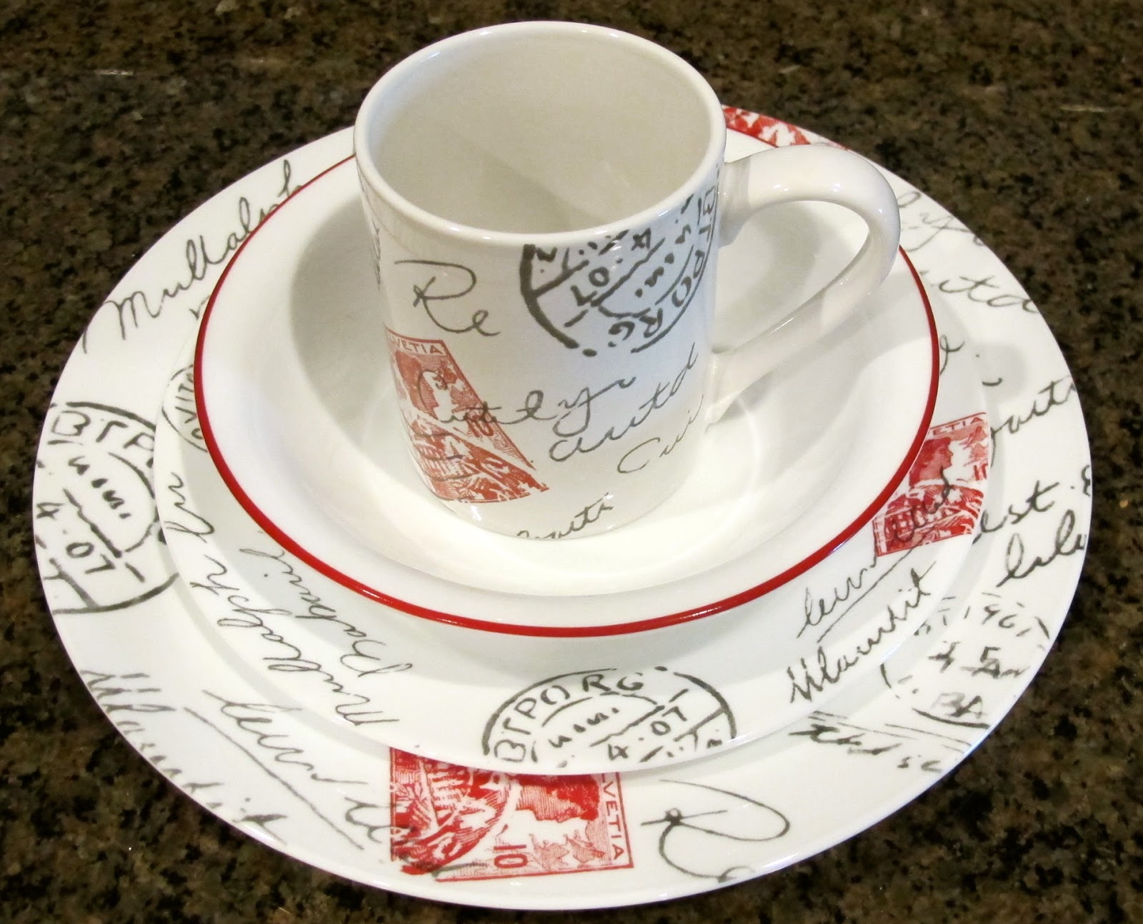 My Favorite Postcards My Corelle Dishes called "Sincerely Yours"