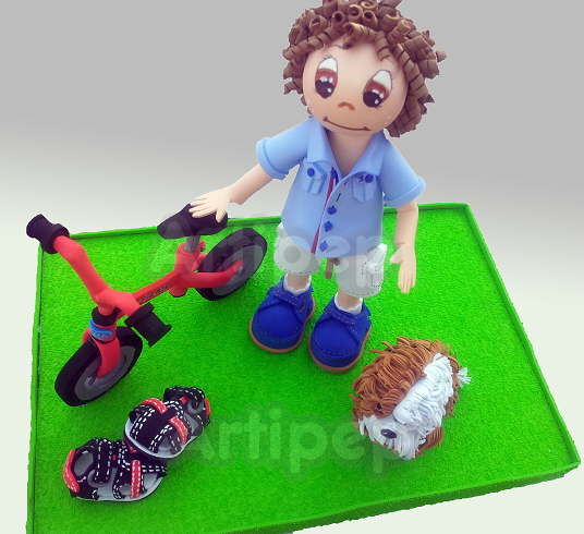 Fofucho con bicicleta y perro