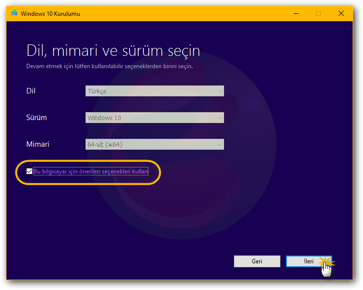 Windows 10 (Home, Core Single Language, PRO ve Education) Kurulum