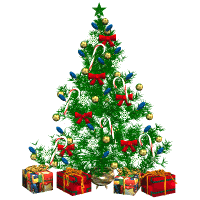 Animated Christmas tree emoticons with lights