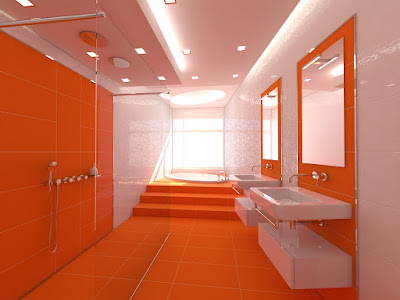 แบบห้องน้ำสีส้ม
