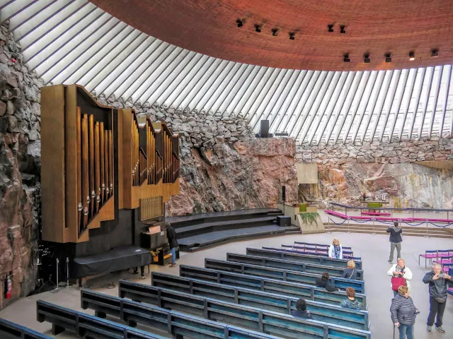 What to see in Helsinki - Pipe organ and interior of the Rock Church