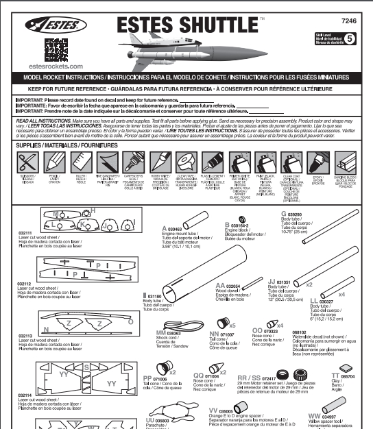 Model Rocket Building New Estes Shuttle 7246 Instructions Posted