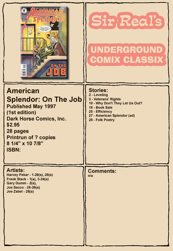 Read online American Splendor: On the Job comic -  Issue # Full - 1