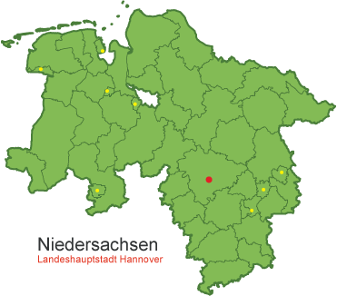 Niedersachsen Mapa de Estados  Mapa de Alemania Ciudades