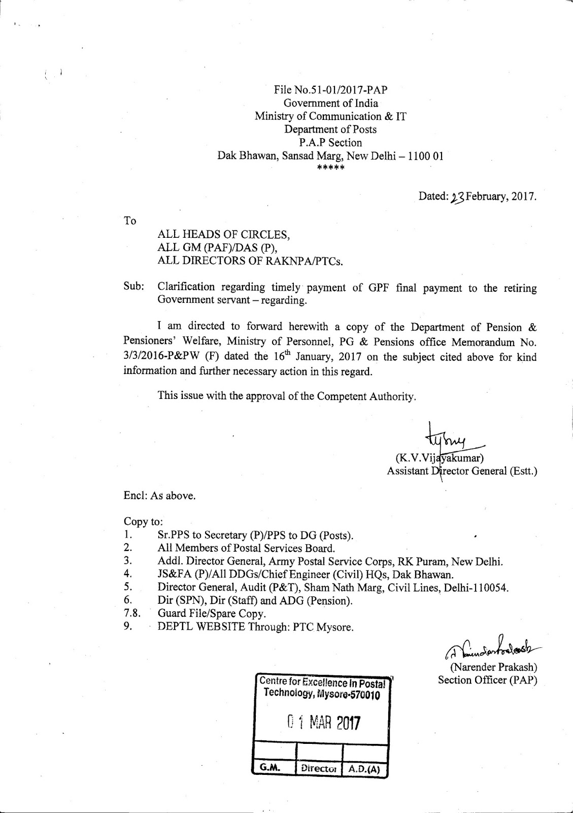 NATIONAL UNION OF POSTAL EMPLOYEES GROUP "C" TELANGANA CIRCLE CLARIFICATION REGARDING TIMELY