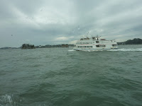 Photo of another passing sightseeing boat in matsushima bay