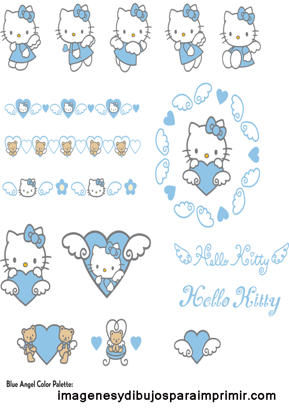 Hello kitty en azul para imprimir-Colorear dibujos,letras, Actividades ...