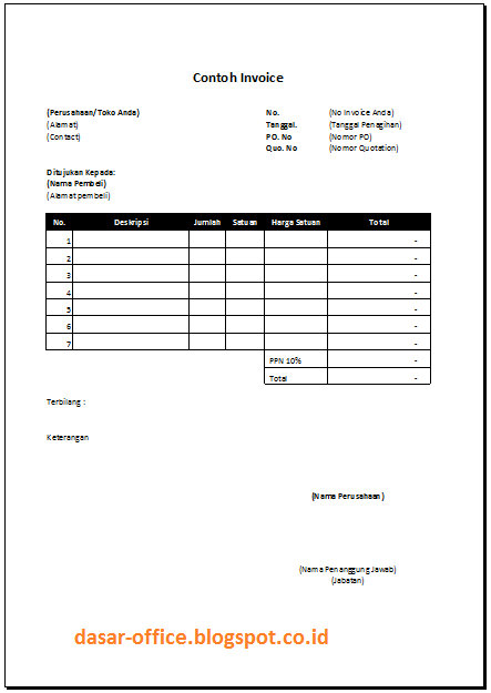 Download Contoh Invoice Doc Dan Excel Sederhana