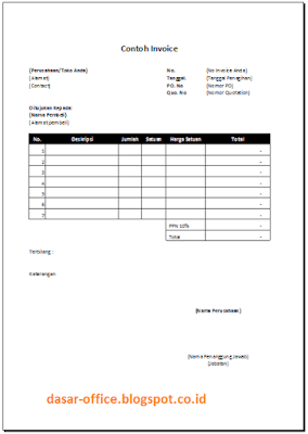 Download Contoh Invoice Doc Dan Excel Sederhana Kumpulan