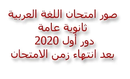 امتحان اللغة العربية  ثانوية عامة دور أول 2020  - موقع مدرستى