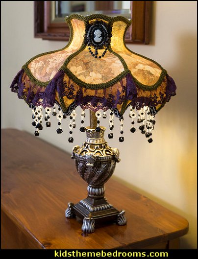 Laced Jewel Victorian Style Table Lamp, Purple  Victorian Decorating ideas - Victorian bedroom ideas - Vintage decorating - Victorian Boudoir - Romantic Victorian Bedroom Decor - lace and ruffles bedding - floral bedding - Vintage decor - vintage themed bedroom for a girl - modern victorian bedroom ideas - Victorian bedroom furniture - victorian home decor -