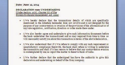 Declaration and Undertaking Letter Format