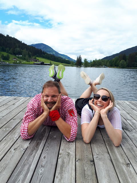 Bjorn Troch, The Social Traveler and Lea from Escape Town at Schwarzsee in Kitzbühel