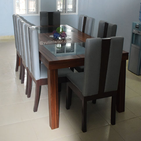 Shop Eight Seater Leather and Wood Dining Set available in Port Harcourt, Nigeria