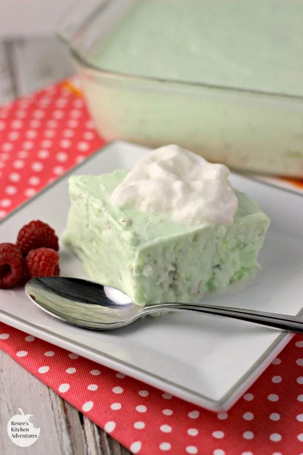 Lime Gelatin Dessert | by Renee's Kitchen Adventures - easy recipe for a low-calorie vintage jello dessert 