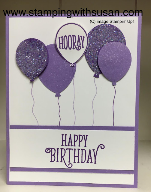 Stampin' Up! Happy Birthday Gorgeous, Balloon Punch, Gorgeous Grape, Highland Heather
