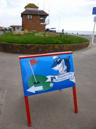 Sharksville Adventure Golf is open Sharksville Adventure Golf sign